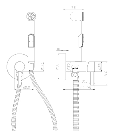Смеситель для гигиенич.душа одноручков. встраиваемый Rossinka X25-51M