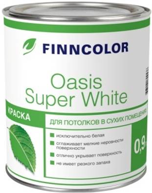 Краска В/Д OASIS SUPER WHITE краска для потолков (ф.-0.9 л) Finncolor/6