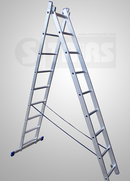 Лестница Stairs AL213 2-секционная 2х13 ступеней 366/618 см алюминиевая