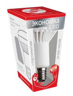 Лампа светодиодная Е27 рефлектор, 7 Вт, 3000K (теплый свет) Экономка