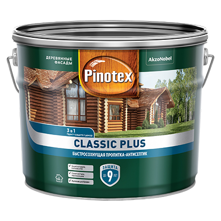 Пропитка-антисептик скандинавский серый 9 л Pinotex Classic Plus 3 в 1 /1