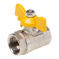 Кран шаровой газовый Aqualink 07108 3/4" внутренняя/внутренняя резьба бабочка