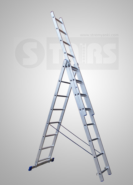 Лестница Stairs AL314 3-секционная 3х14 ступеней 391/701/954 см алюминиевая