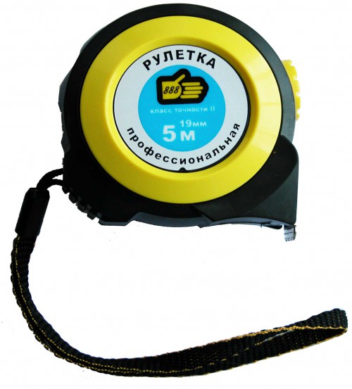 Рулетка автостоп, резиновый корпус -  5м/19мм 888 / 3016255 / 120