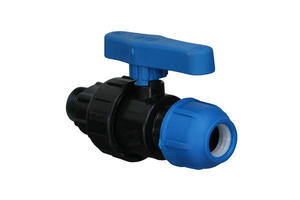 Кран шаровой компрессионный 15466 PN10 32 мм-1" для ПЭ труб наружная резьба