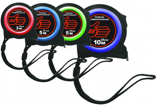 Рулетка "Компакт" черный ABS корпус  3м/16мм магнит 888 / 3016733 / 96